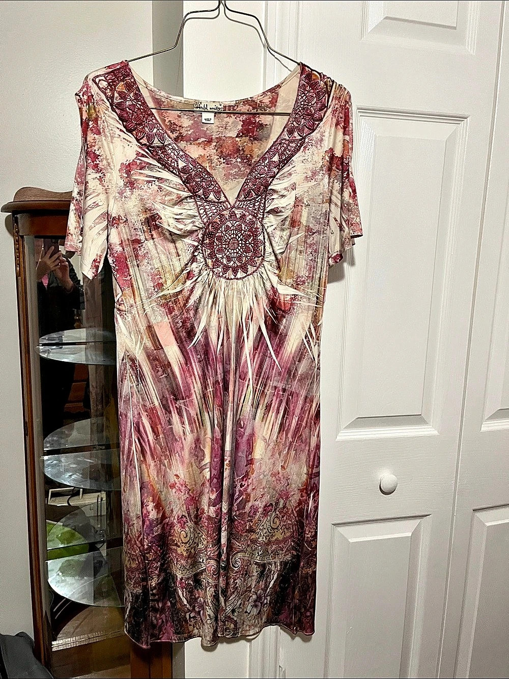 Floral Midi Dress in Pink & White Like New